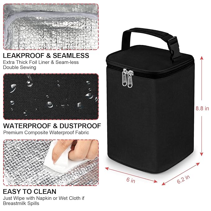 Accmor Breastmilk Cooler Bag, Baby Bottle Cooler Bags, Insulated Tote Bags On The Go, Fits 4 Large 8oz Bottles, for Nursing Mom Daycare Travel