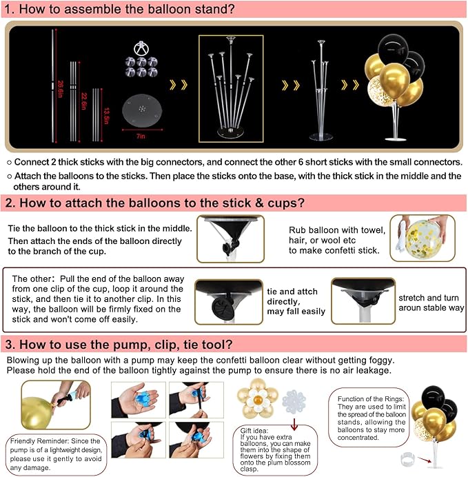 TONIFUL 4 Set Black Gold Balloon Centerpieces for Table,Balloon Stand Kit for Black Gold Party Decor 40th 50th 60th 70th Birthday Decorations Halloween Anniversary Graduation Decorations 2025