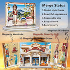 Yuzee Paper Dolls Stickers - Magnetic Dress Up Dolls for Girls - Toddler Travel Toys - 1 Paper Doll and 33 Clothing Accessories with 3D Magnetic Game Scene, Foster Creativity and Imagination