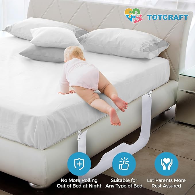 TotCraft Bed Safety Rails for Toddlers - Bed Rail Guard for Queen, King, Full Szie, Twin Mattress Bed (White, 35.5W*23.5H Inch (Regular Extra Tall))