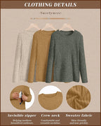 3 Pack Women's Nursing Long Sleeve Tops Breastfeeding Thermal Sweaters with Hidden Zipper Maternity Ribbed Shirts