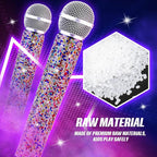 Sanwuta Fake Microphone Prop Sparkly Bling Rhinestones Plastic Play Microphone Pretend Glitter Bedazzled Mic for Cosplay Party Costume(Colorful)