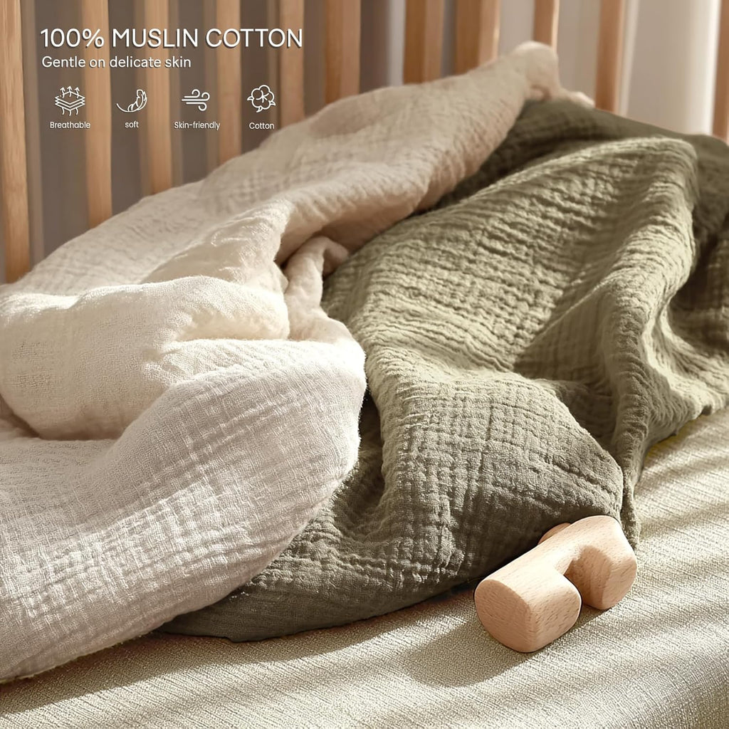 lulumoon Pack and Play Sheets Muslin: Cotton Fitted Sheets for Baby Trend Pack N Play - Soft Playard Sheets for Boys and Girls 2Pack