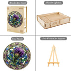 KAAYEE Wooden Jigsaw Puzzles-3D Visual Effect Scotch Thistle Wooden Puzzle Adult Unique Shape Wooden Puzzle Wooden Jigsaw Puzzle for Adult,Puzzle for Adults,Family Games (L-13.4 * 13.4in-300pcs)