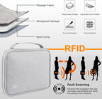 RFID Passport Wallet for Women/Men,Tote Passport Holder for Travel Family,Portable Travel Premium Wallets,Waterproof Passport Holders Bag,Travel Document Organizer Credit Cards Case(Grey-Large)