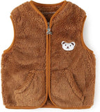 Baby Boys Girls Fleece Vest Zip Up Cute Bear Jackets Fuzzy Fall Winter Warm Clothes Newborn Outwear for Toddler Infant