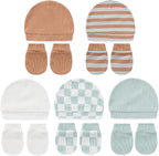 Cute Baby Girl Hats Mittens Set 10-Pack New Born Boy Caps Gloves Suit 0-6 Months Infant Accessories