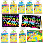 ZMLM Rainbow Scratch Party Favors Kids: Birthday Gifts Toy Bulk Scratch Art Notebook 24 Pack Birthday Goodie Bags Stuffers Girls Boys Art Craft Kit Pads Classroom Prizes School Supplies Teacher Return