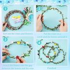 Syhood 20 Sets Flower Crowns Making Kit, Make Your Own Flower Crown Wreath Headbands and Bracelets Craft Kit Hair Accessories Handmade DIY Floral Garland Presents for Girls
