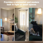 Ambimall Floor Lamp with 3 Color Temperatures Bulb, 64" Standing lamp with Linen lampshade for Bedroom, Minimalist Pole Lamp, White Shade & Gold Pole