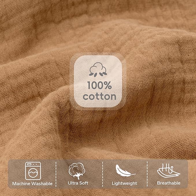 FUNUPUP Muslin Nursing Pillow Cover Compatible with Boppy Nursing Pillow, Soft Baby Nursing Covers for Breastfeeding Pillows for Boys Girls, Brown