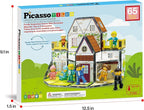 PicassoTiles Magnet Tile Building Block Family Homestead Doll House Theme Playset 8 Character Action Figures Double Sided Magnetic Tiles Printing STEM Education Learning Kit Toy Set Kids Ages 3+ PTQ06