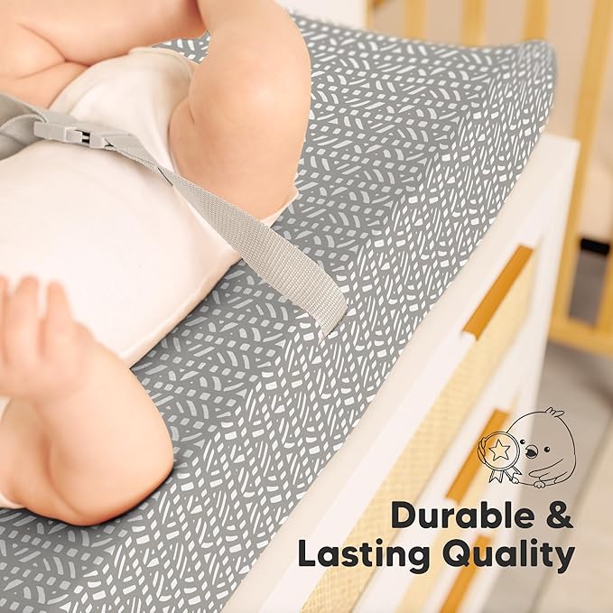 2-Pack Organic Changing Pad Covers for Girl, Boy, Neutral - 100% Cotton Changing Table Pad Cover, Soft Baby Nursery Diaper Changing Pad Sheets, Contour Changing Pads Liners, Change Pad Cover (Nordic)