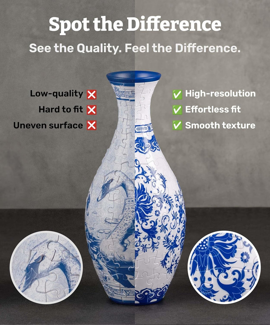 Pintoo 3D Puzzle Vase Unique Flower Vase Made by 160 Curved Plastic Puzzle Pieces House Warming Gift for Flower Arrangements and Home Decoration - [S1034] (Classic, Colorful Leaves)