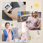9 Pcs Pregnancy Announcement Set Pregnancy Reveal Ideas Felt Letter Board Baby Bodysuit Booties Photo Frame Bear Plush Wood Blocks for Coming Soon Baby Announcement(Gray)