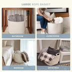 OrganiHaus Large Laundry Basket, Woven Cotton Rope Basket for Blankets, Toy Storage, Nursery Hamper, Living Room Decor Organizer, Soft & Durable Hamper with Handles, 20x13 inches - Off-White