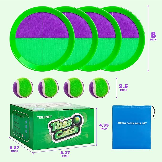 Toss and Catch Ball Set Upgraded - Kids Toys Outdoor Games for Whole Family - Water-Resistant Great for Beach Pool Yard Games - Classic Gift for Boys Girls 3 4 5 6 7 8 9 10 11 12+ Years Old