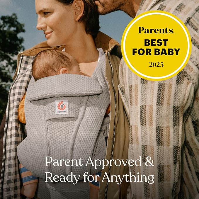 Ergobaby Omni Deluxe Baby Carrier Newborn to Toddler - Breathable Baby Carriers for Summer - All-Position Carrier with Enhanced Lumbar Support & Airflow (7-45 Pounds), Cotton, Pearl Grey