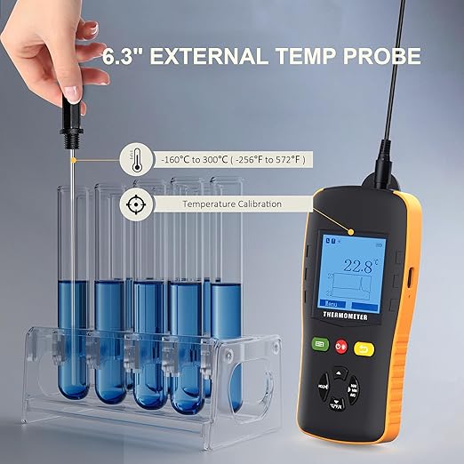 Tzone RTD Temperature Data Logger USB with Probe, PT100 Thermometer Logging Calibrated Digital Industrial Temp Logger with 61440 Recordings and Sound Alarm for Freezer Lab HVAC (-160℃ to 300℃)