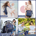 Baby Diaper Bag Backpack,Baby Shower Gifts, Multifunctional Travel Diaper Bag, Gifts for Mom with Portable Diaper Pad (Blue)