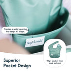 Tiny Twinkle Mess Proof Baby Bibs for Eating - Waterproof, Wipeable Bibs - Toddler Bibs - Travel Friendly - PFAS, PVC, BPA, Phthalate Free - Baby Food Bibs (3 Pack,Slate, Olive)