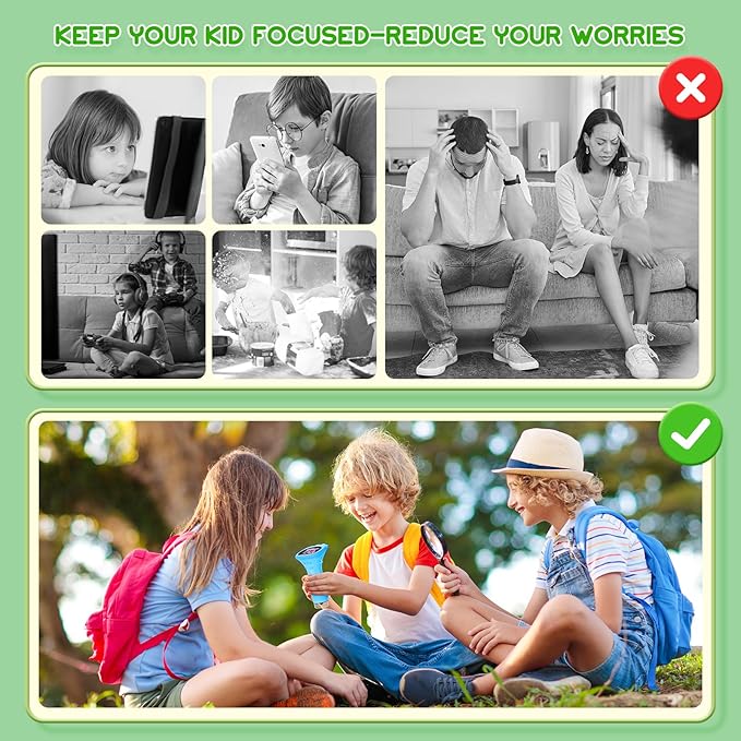 Kids Microscope, Pocket Portable Microscope with 2'' Inch Screen - Powerful Magnification Mini Microscopes Magnifying Glass with Lights, Ideal Christmas Birthday Gifts for Age 3-12 Boys - Blue