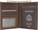 Polare Luxury RFID Blocking Leather Passport Holder Travel Wallet For Men and Women (Dark Brown)