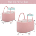 COMSE Large Baby Diaper Caddy Organizer for Girl Boy, Car Caddy with Handles, Cotton Rope Basket for Changing Table, Nursery Organizer, Gift for Baby Shower and Registry Must Have, Dusty Pink