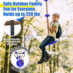 Hungdao 2 Set Gym Ring Trapeze Swing Bar and Climbing Rope with Platforms Disc Heavy Duty Coated Chains Seat Accessories for Outdoor Indoor Playground Backyard(Blue)