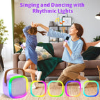 Karaoke Machine for Kids Adults, Portable Bluetooth Speaker with 2 Wireless Microphones and LED Lights, Kids Toys Birthday Gifts for Girls and Boys Ages 4, 5, 6, 7, 8,9,10,11,12+ Years, Home Party