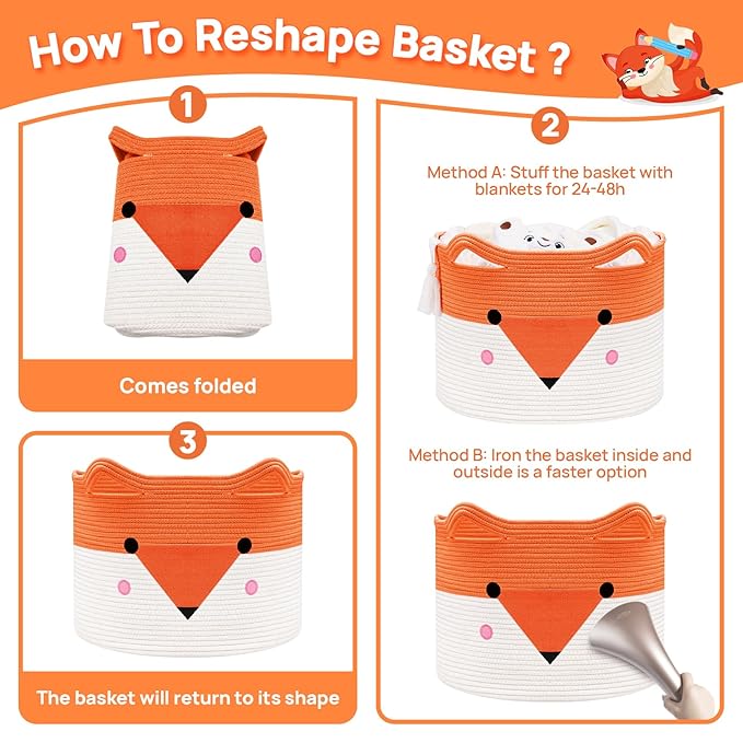 Large Baby Basket Toy Storage 3 Pack, (20"x13.8") Woven Baby Laundry Basket Blanket Basket, Stuffed Animal Storage, Baby Gift Basket Empty, Toy Basket for Kids, Dog, Cat.