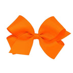 Wee Ones Girls' Plain Wrap Classic Grosgrain Hair Bows on a WeeStay No-Slip Hair Clip, Handmade, Medium, Orange