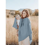 Konssy Muslin Nursing Cover for Breastfeeding, 360° Full Privacy Breathable 100% Cotton Breastfeeding Cover, Multi-use Carseat Canopy(Blue)