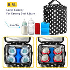Breastmilk Cooler Bag with Ice Pack Fits 4 Baby Bottles Up to 9 Ounce Insulated Baby Bottle Bag Breast Milk Cooler on The Go with Strap Baby Bottle Cooler Bag for Nursing Mom Daycare or Travel