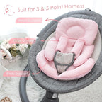 Infant Car Seat Insert for Newborn Girls Boys, Summer Mesh Baby Carseat Head Support with Strap Pads, Soft Reversible Baby Car Seat Insert Cushion Pad for Car Seat, Stroller, Bouncer, Swing, Pink