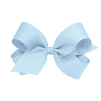 Wee Ones Girls' Plain Wrap Classic Grosgrain Hair Bows on a WeeStay No-Slip Hair Clip, Handmade, Large, Millennium Blue