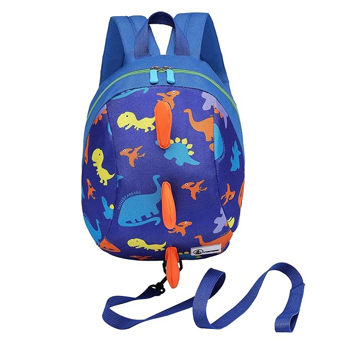 DB Dinosaur Toddler Mini Backpack with Leash, Children Kids Baby Harness Bookbag (Deep Blue)