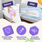 ComfyBumpy 1-Pack Bed Rail for Toddlers 55.5" L x 19.5" H | Toddler Bed Rails for Twin, Full, Queen & King Mattress Size | Swing Down Rail Guard | Mattress Side Rail for Kids | Blue