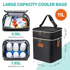 PIIOSER Breastmilk Cooler Bag with Ice Pack Fits 6 Baby Bottles Up to 9 Ounce, Insulated Baby Bottle Tote Bags, Double Layer Waterproof Leak-Proof with Shoulder Strap for Nursing &Working Mom