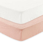 david's kids Muslin Crib Sheets for Boys Girls, 2 Pack 100% Cotton Soft Breathable Fitted Baby Sheet Set, 28x52 Inch Fits Standard Crib and Toddler Mattresses, Snow White & English Rose