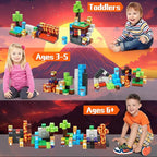 Dinosaur Magnetic Blocks,Dino Volcano World Magnet Building Toys, Sensory Montessori Toys for STEM Learning, Toddler Gift for Boys & Girls Age 3-4 4-5 6-8