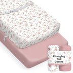 Sorrel + Fern Baby Changing Pad Cover 2-Pack for Girls (Juliette) - Premium Fitted Sheets Baby Diaper Changing Table Cover - Buttery Soft Cotton Blend