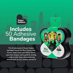 BioSwiss Bandages, Super Healers Superhero Shaped Self Adhesive Bandage, Latex Free Sterile Wound Care, Fun First Aid Kit Supplies for Kids and Adults, 50 Count