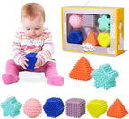 Baby Sensory Balls, Montessori Toys Soft Baby Balls 6 to 12 Months Textured Geometric Shapes for Babies' Sensory Development, Multicolor Bath Gifts Spiky Squeeze Ball for Infant Kids