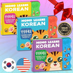 New! Learn Korean for Kids, Momo Learns Korean Vol. 3, Bilingual Korean Baby Book for Kids, Babies & Toddlers 1-3, Kids Board Book w/ Hangul, First Words & Songs, Language Toy for Preschoolers 0-3