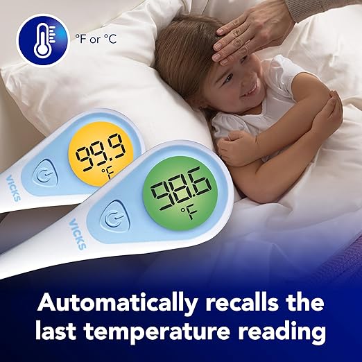 Vicks SpeedRead Digital Thermometer for Baby, Kids & Adults, Color-Coded Readings, Oral, Baby Rectal Thermometer or Under The Arm, Water Resistant