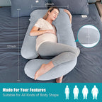 Cute Castle Pregnancy Pillows, Soft U-Shape Maternity Pillow with Removable Cover - Full Body Pillows for Adults Sleeping - Pregnancy Must Haves - Jumbo 57 Inch - Light Grey
