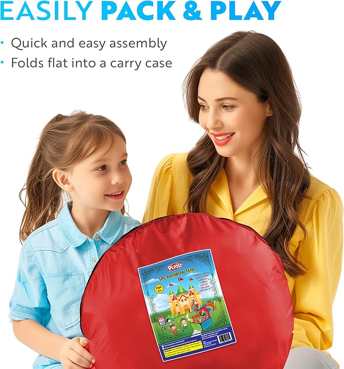 Playz 5pc Kids' Play Tents & Tunnels - Ball Pit for Toddlers, Basketball Hoop, Crawling Tubes, Pop-Up Playhouses, Baby Obstacle Course for Indoor or Outdoor Use