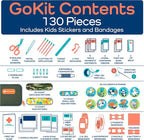 Keep Going Travel First Aid Kit for Kids – 130 Pc. for Car, Purse, Diaper Bag, Backpack, & Suitcase, with Latex-Free Bandages – 7 x 5 x 2 in. Travel First Aid Kit TSA-Approved