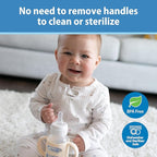 Dr. Brown's Narrow Baby Bottle Handles, 100% Silicone, Easy Grip Removable Handles for Bottle to Sippy Cup Transition, Ecru, 4m+